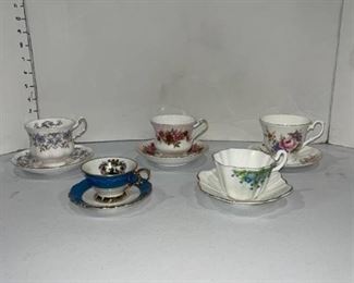 Paragon and other bone china cups and saucers (5 sets)