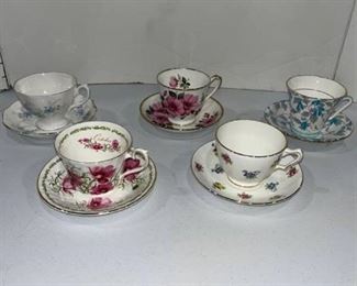 Royal Grafton and other bone china cups and saucers (5 sets)