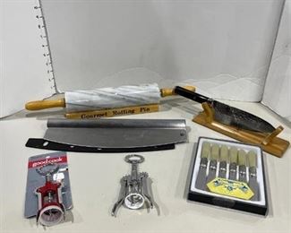 Shun knife, marble rolling pin and other kitchen items