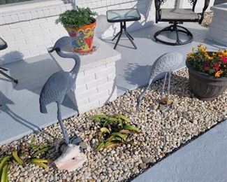 Potted plants and yard art