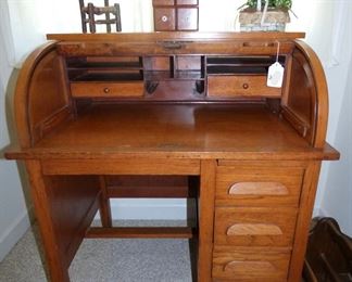 Antique Oak Small Scale Roll Top Desk