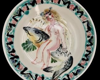 Signed Mid Century Russian artist Boris Vitlin Goddess Bowl 