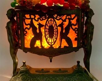 Art Deco Nude Griffin lamp lit