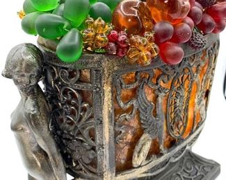 Art Deco Nude Griffin Czech Glass Fruit Buffet, Mantel, Lamp