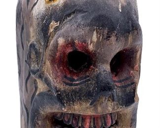1960s Mexican Carved Wood Carnaval Animal Effigy Mask Sculpture 