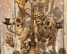 Antique French Brass Plentiful Harvest large 36” tall Altar Candelabra 