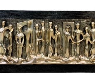 Mid Century Brutalist Style Julio Espada  “Lovers” Fiberglass Figural 3-D Wall Relief Modernist Sculpture 