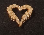 wamazing 14k gold diamond heart pendant1111 t