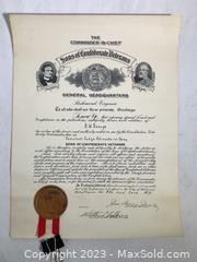 w1929 sons of confederate veterans certificate1961 t