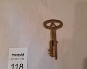wantique folger adams solid brass prison jail key joliet ill 305a1181 t