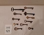 wlot of 11 rare vintage brass skeleton keys1211 t