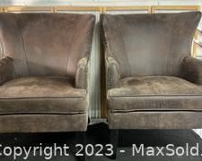 w2 matching brown faux suede lounge chairs2091 t