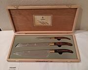 wlaguiole leclair 3pc chefs set of carving utensils serving stainless wood new1221 t