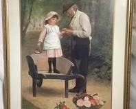 wlarge framed print girl and man picking roses1421 t