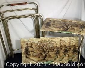 wvintage tv trays and roller storage cart1621 t