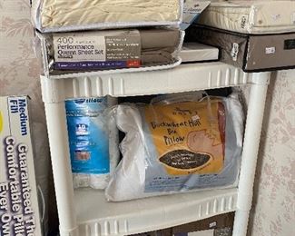 Sheets, pillows, etc