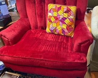 Red velour vintage chair