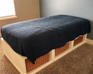 New Twin mattress with 6 under baskets 