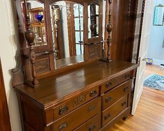 Antique hutch with mirror and drawers 