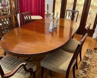 Antique dining table with 6 chairs 