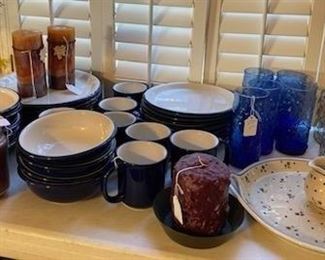 Assorted pottery and glass