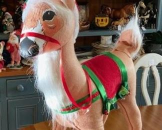 Huge collection of Annalee Christmas and Easter figures including this large reindeer