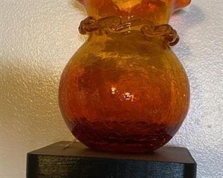 Pilgrim glass vase with applied decoration 