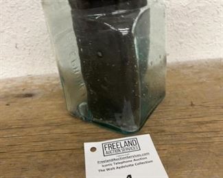 1880s antique telephone glass battery jar