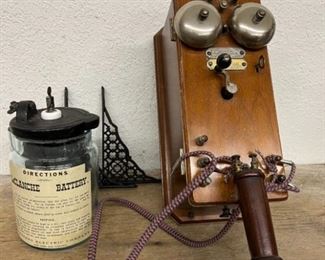 rare COFFIN National Bell Telephone Co. 1878 telephone with wooden telephone receiver