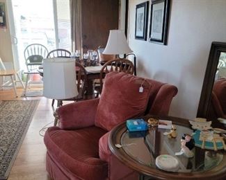 Ethan Allen side chair and glass top table