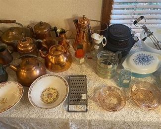 Antique copper & Pyrex