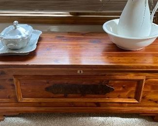 Antique cedar chest full of vintage goodies