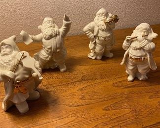 Lenox White porcelain with gold Santa figurines