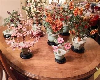 Vintage glass Jade bonsai collection