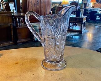 c.Late 1800's, EAPG-Early American Pressed Glass 10" Pitcher with Scalloped Top and Footed Base