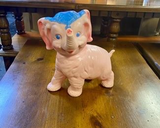 c.1961 The Sun Rubber Co. SWIVEL HEAD, CLEAR ROLLING BALL FEET, SQUEAKY Elephant