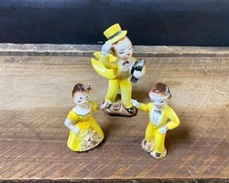 Vintage JAPAN, Small 3-Piece Set, Dancing Contestants, Judge is 5" and Contestants are 3" 