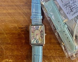 Vintage, Colored Large Numbered Dial Face, Japan Mvmt, keeps perfect time, battery operated, with Genuine Leather Band, plus 2 additional leather bands, this is a "knock-off" of the Frank Muller Watches that cost $8k-$20,000 
