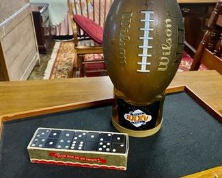 c.2001, 14" Super Bowl XXXV, Plastic WILSON Football Bank Container, originally stuffed with Popcorn 