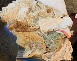 Lots of Vintage Doilies, Hankies, and Other Small Linens