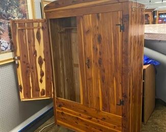 Large Cedar Armoire with 2 Doors and Scalloped Top