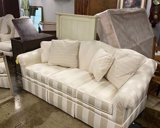 Beautiful off-white-striped SHERRILL FURNITURE CO. 3-Cushion Sofa, Excellent Condition, Extremely Well-Made and Very Heavy (orig. cost $4,500)