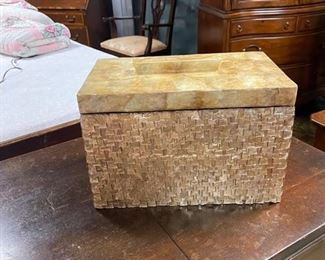 Large Gold Pearl 16" Wooden Box with Lid