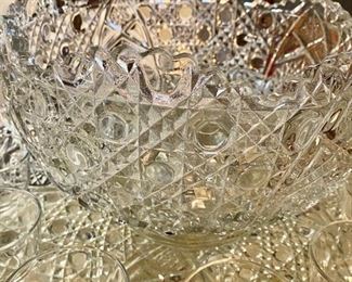 Closer view of large antique punch bowl