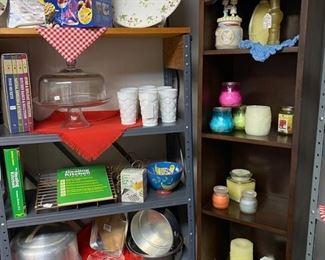 Vintage 2-Piece Aluminum Cake Plate, Glass Cake Plate, Vintage Outdoor Candles, and more