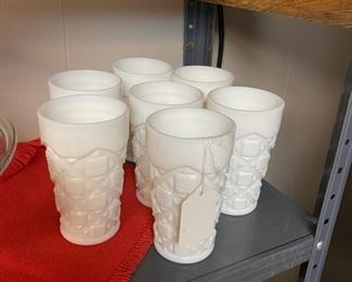 Seven Vintage Milk Glass Set 