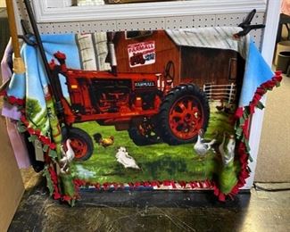 Red Tractor Throw handmade