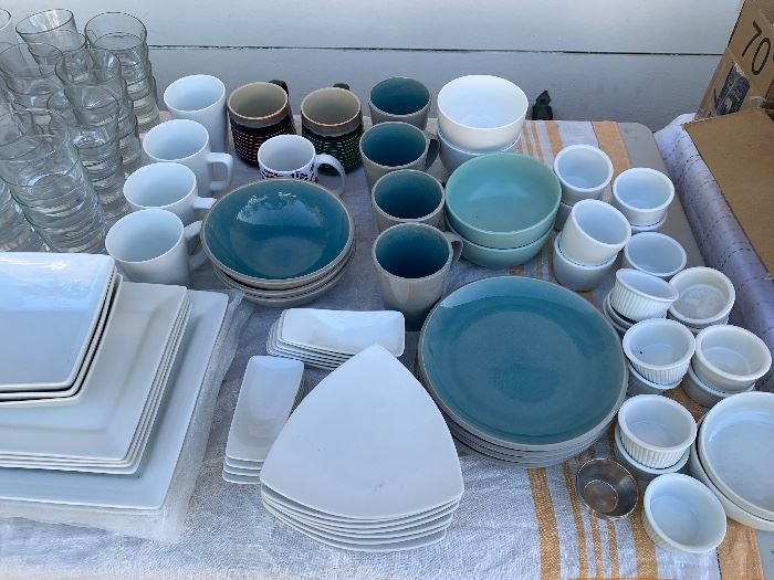 Like new dinner & salad plates, bowls, mugs, ramekins.