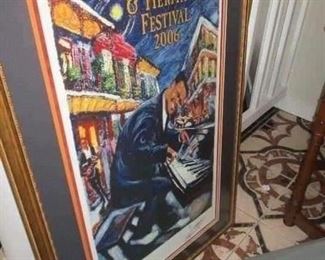 New Orleansl Jazz and Heritage Festival posters, WITH REMARQUE, 2006,  drawn and  SIGNED by James Michalopoulos. Artist proof from an edtion of 100.