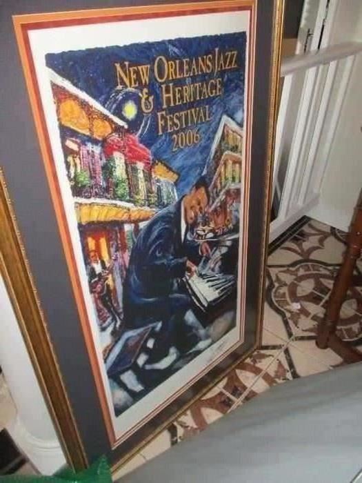 New Orleansl Jazz and Heritage Festival posters, WITH REMARQUE, 2006,  drawn and  SIGNED by James Michalopoulos. Artist proof from an edtion of 100.